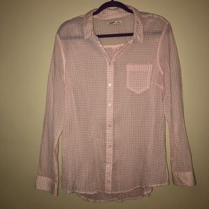 Pink & white gingham check button collared shirt